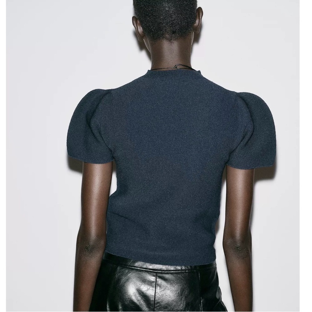 ❗️BUY NOW❗️ITEM WILL BE REMOVED SOON❗️Zara Kids Dark Blue Puff Sleeve Tee - Picture 8 of 8